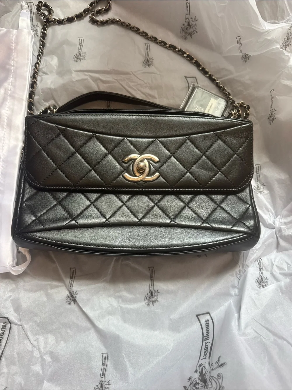 Rare Vintage CHANEL Black Quilted Lambskin Flap Shoulder Bag – 2 Series